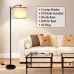 Toytexx Floor Lamp for Living Room, LED Standing Lamp with 2 Lamp Shades for Bedroom, 9W LED Bulb Included - Black Color